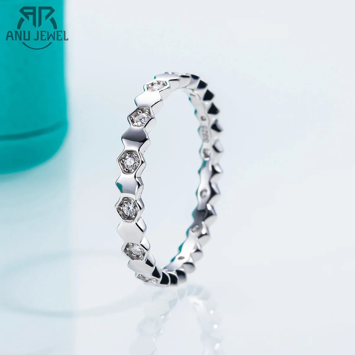 AnuJewel 1.5mm D Color Moissanite Diamond Top Quality 18K Gold Plated  Rings Gifts Wholesale