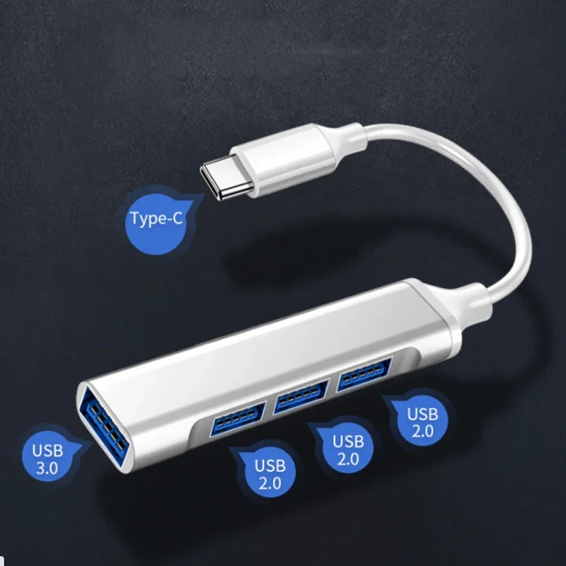 High-Speed 4-Port USB 3.0 Hub with Type C Splitter