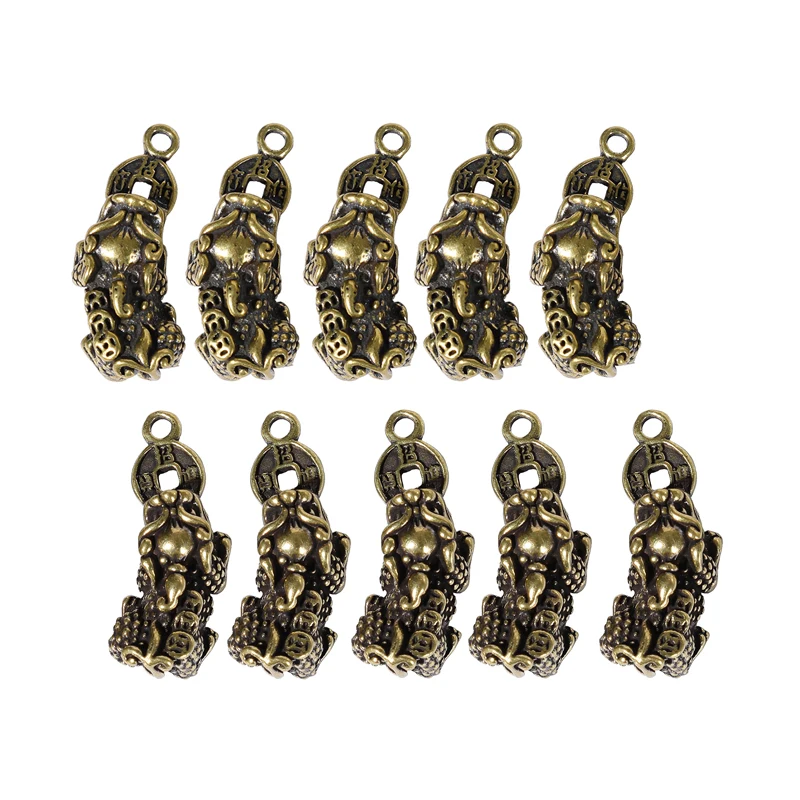 

10Pcs Pendant Bite Money Pure Copper Money Key Chain Pendant Jewelry Lucky Male and Female Retro Key Accessories
