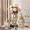 Ceramic Ginger Jar Golden Vase Geometric Pattern Porcelain Storage Tank Ceramic Crafts Ornament Home Decoration Accessories 1