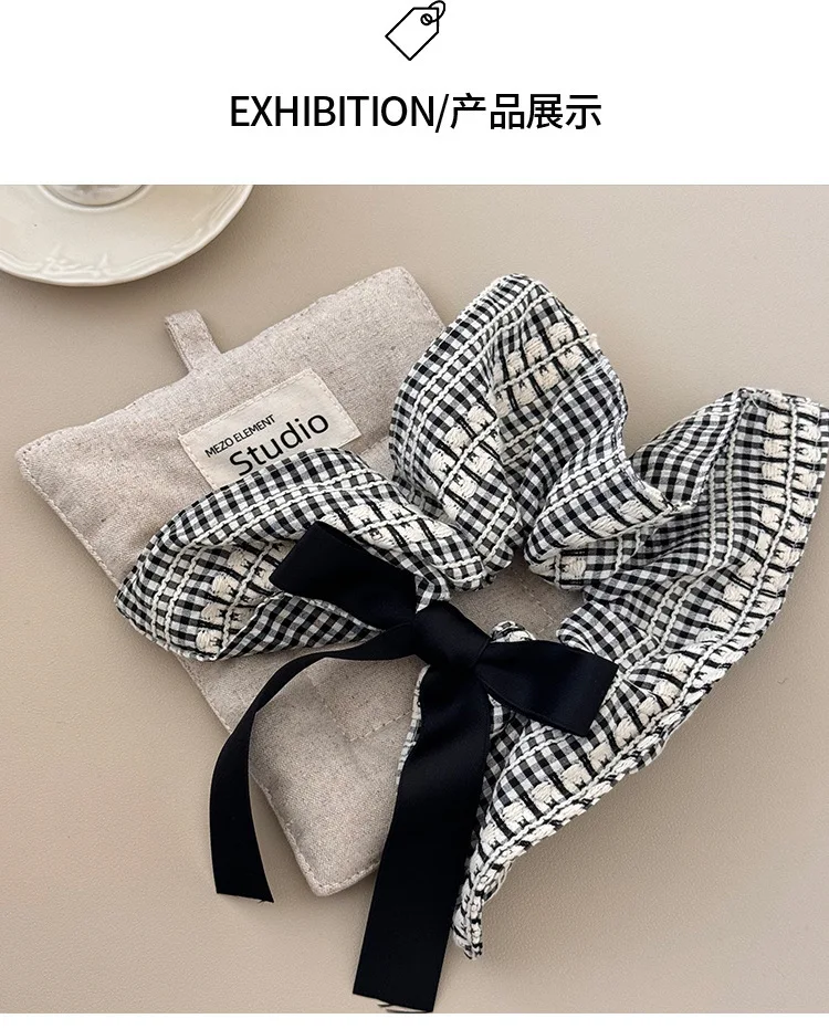 1Pcs frauen Haar Scrunchy Koreanische Plaid Süße Einfache Retro Bogen Kawaii Jk Lolita Haar Bands Vielseitig Haar Zubehör für Mädchen – Detail 4