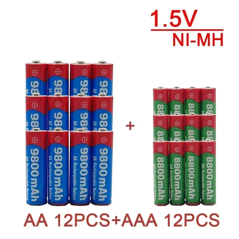 

Free Shipping New 1.5V Rechargeable Battery, AAA 8800Mah+AA 9800 Mah, Alkaline Technology, Suitable for Remote Control,shaver