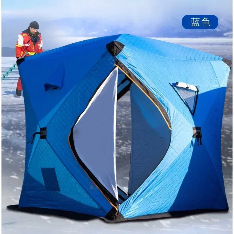 Outdoor 3-4 Person 4 Season Camping Sauna Tent Thickened Automatic Winter Ice Fishing Tent with Window/Chimney Hole