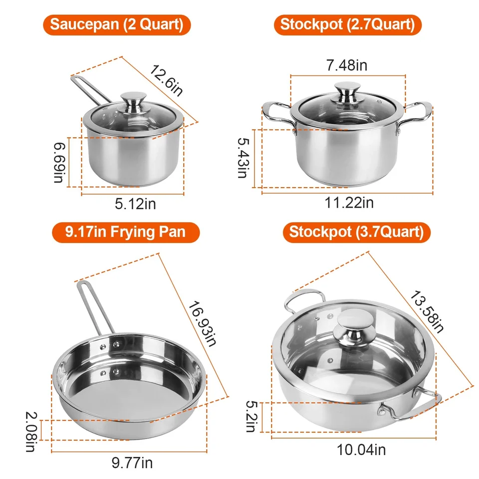 Premium Stainless Steel Cookware Set Induction Safe