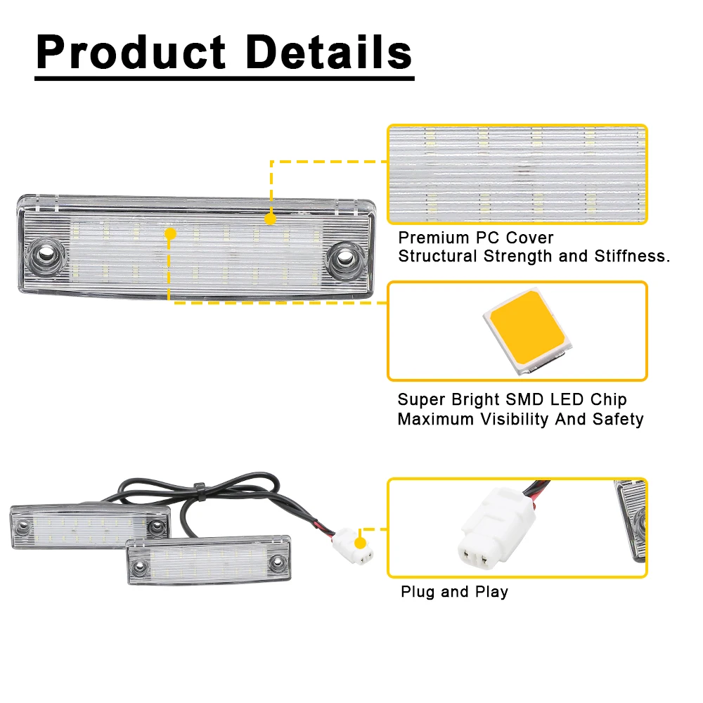 2pc LED License Number Plate Light Toyota Land Cruiser Prado
