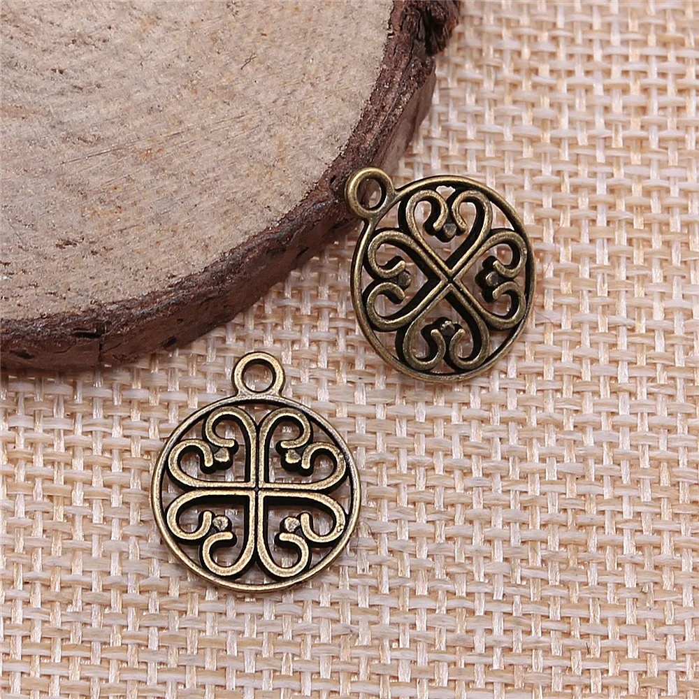Set of 20 Elegant Multi-Colored Flower Round Charms