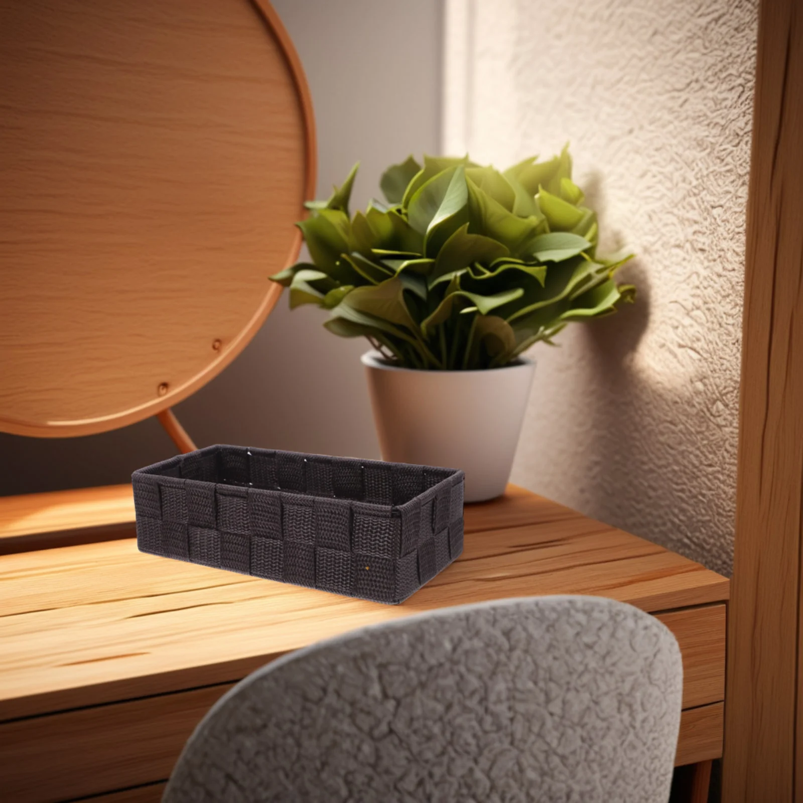 Multifunctional Nylon Fabric Storage Basket Desktop ganizer Woven Tray Shelves Square Containers Bathtub Trays Rattan Napkin