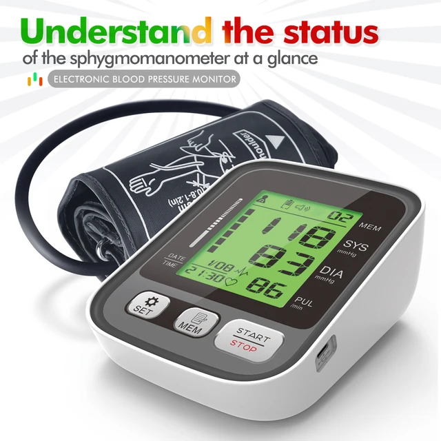 Upper Arm Blood Pressure Monitor Automatic Digital Blood Pressure Monitors  for Home Use Led Large Font Screen - AliExpress
