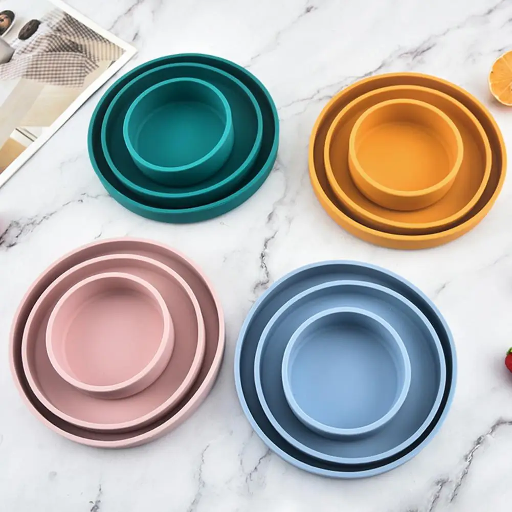 Microwaveable Children Tableware Set Versatile Silicone Children's Tableware Set Heat-resistant Round Pan Bowl for Home Dining