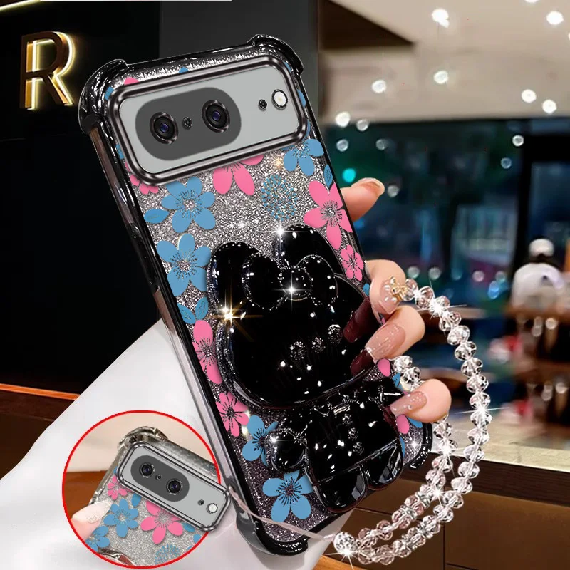 Vibrant Floral Phone Case Set with Lanyard and Stand - 3 Pieces