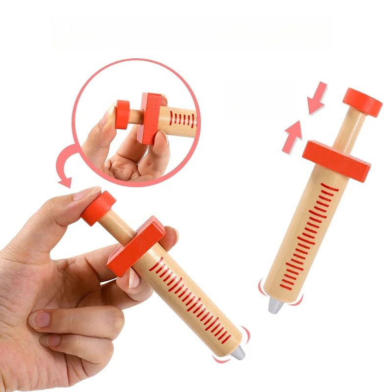 Children's wooden makeshift home simulation medicine box doctor set nurse boy girl baby role-playing toy 6