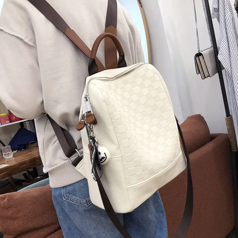 

Checkerboard Backpack for Women 2023 New Trend and Advanced Sense Female College Student Leisure Versatile Travel Bag Single