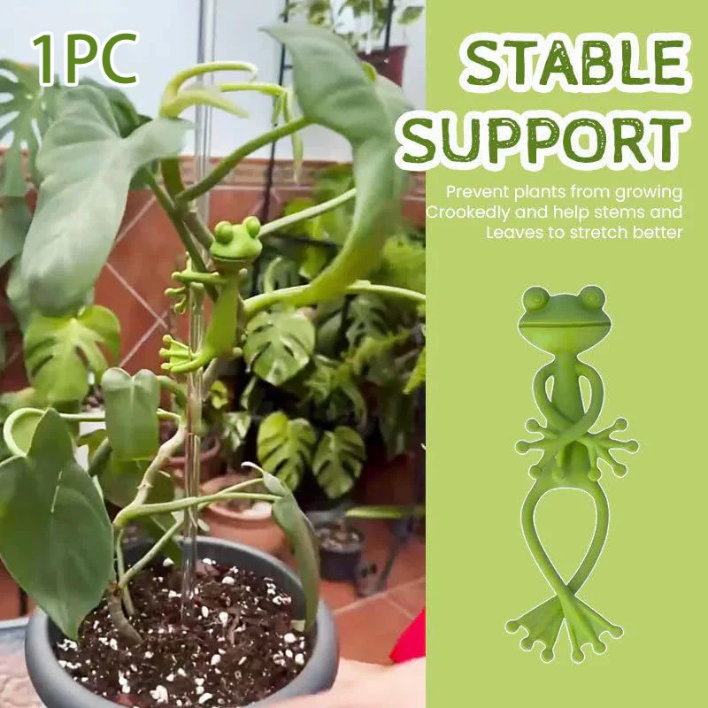 Frog Plant Stand Cute Frog Flower Pot Hugger Plant Climbing Fixture Clips Garden Climbing Branch & Planter Stake Decor