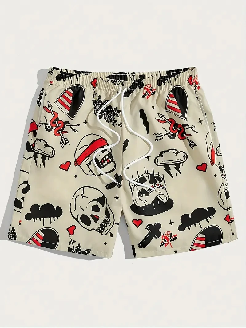 Men's Summer Boutique White Dove Element Printed Pattern Quick Drying Shorts Men Fashion Trend Casual Comfort Ultra Thin Shorts 5