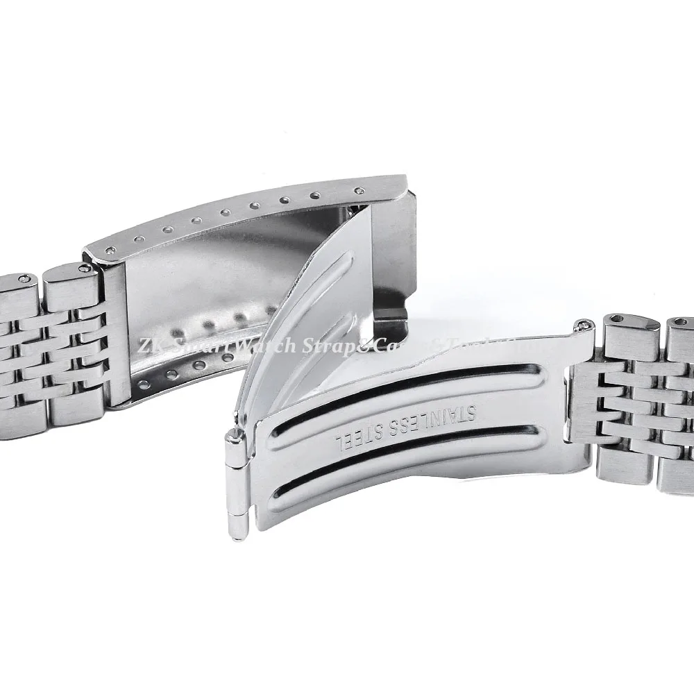 Premium Curved End Stainless Steel Watch Strap with Folding Buckle