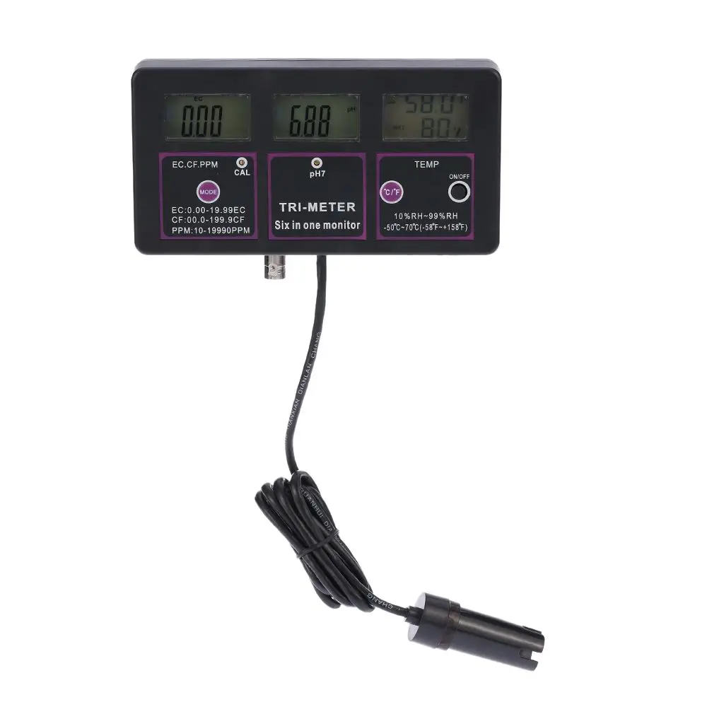 Professional 6 In 1 Aquarium Water Quality Tester PH Meter Monitor Multi-parameter For Test PH / Temperature/ EC / CF RH TDS