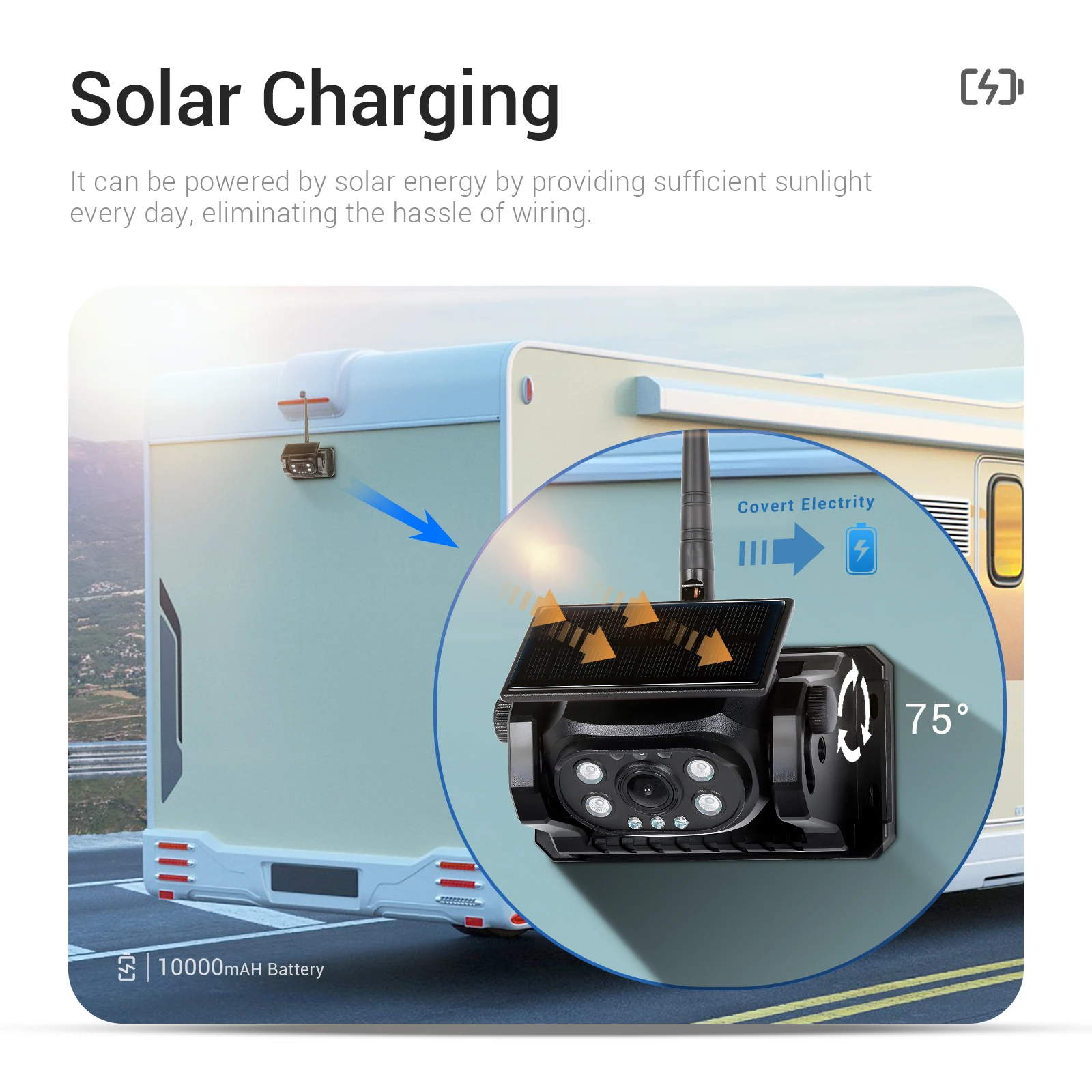 Leekooluu Auto Rückfahr kamera WiFi drahtlose Solar band Batterie Rückfahr kamera 1080p Infrarot Nachtsicht Rückfahr kamera