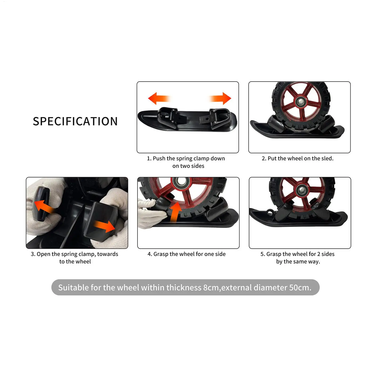 Snow Ski For Stroller Kids Snow Conversion Ski Scooter Sled Board Glider Skiing Attachment For Parents Sports Camping Jogging