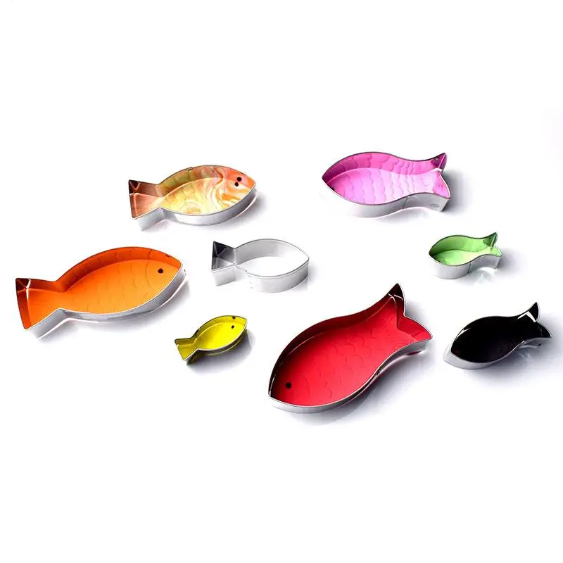 4PCS Cartoon Fish Cookie Cutter Aquatic Animal Fish Molds Cake Pastry Fondant Decorate Tools Baking Mold
