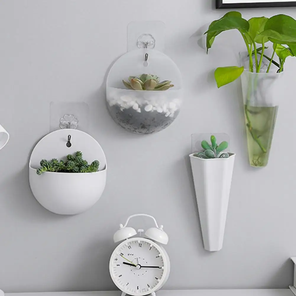 

Hanging Flowerpot Eco-friendly Punch-free Plastic Hydroponic Wall Plant Vase Garden Room Decor Home Accessories Air Pineapple
