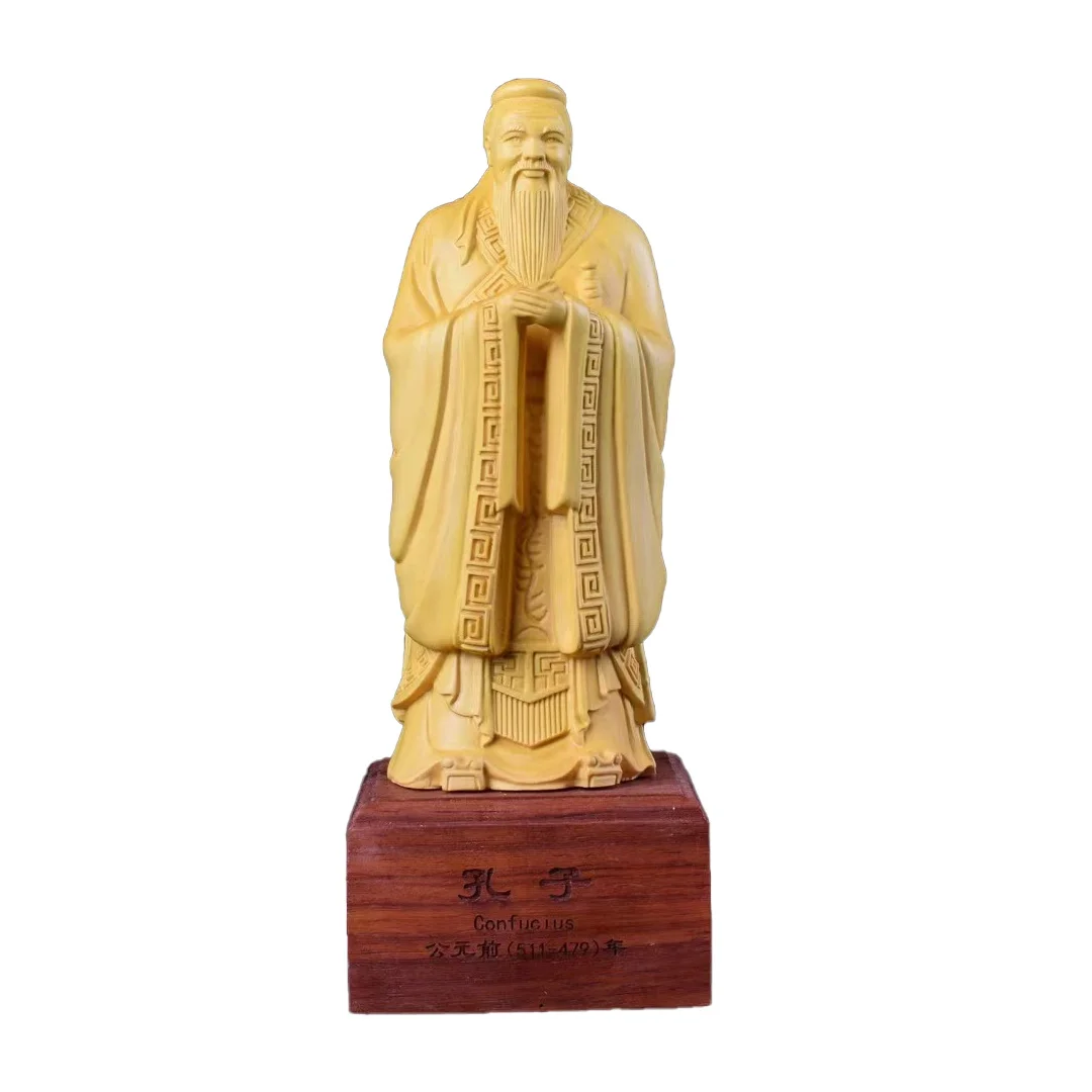 

Wooden Confucius vintage figure statue modern art engraving Home study literary decorations gift collection 15-21cm