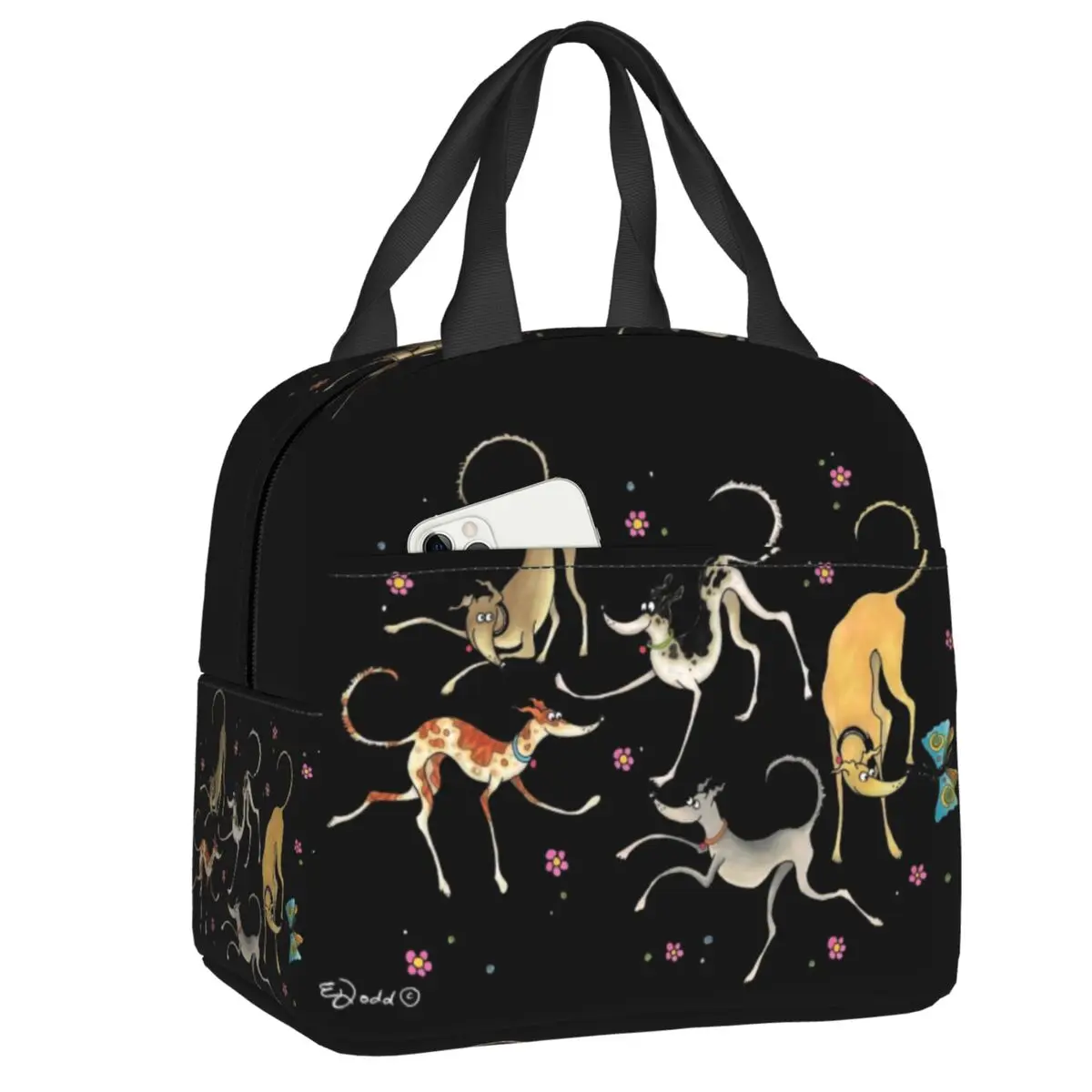 

Greyhounds Lurcher Party Insulated Lunch Bag for Women Whippet Sighthound Dog Thermal Cooler Food Lunch Box Kids School Children