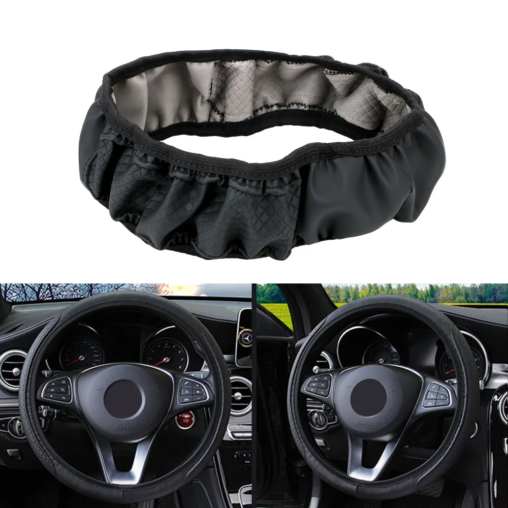 Car Steering Wheel Cover Interior Accessories Embossing Leather Auto Universal PU Microfiber Anti-Slip Steering Wheel Cover