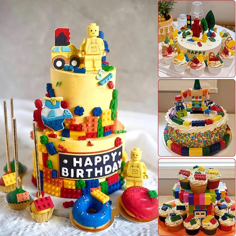 Roboter Schokolade Fondant Silikon Form Bausteine Eiswürfel Tablett Kinder Party Block Süßigkeiten Cupcake Topper Kuchen Dekorieren Werkzeuge – Detail 6