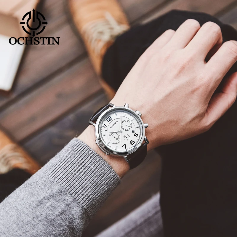 OCHSTIN2024 new creative nylon series simple atmosphere men's quartz watches multi-function quartz movement watches