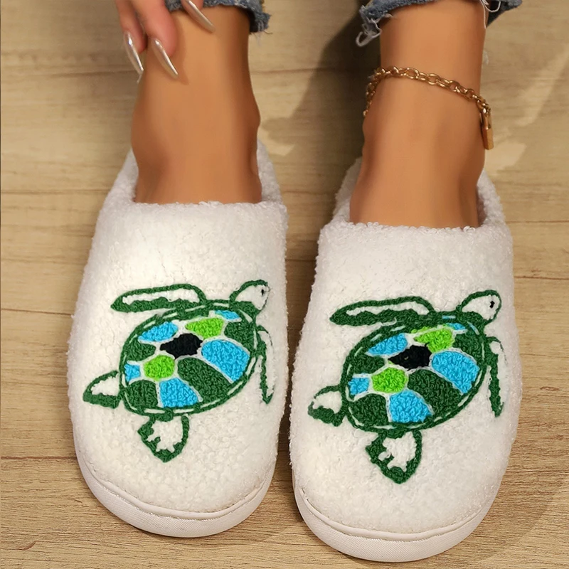 Cotton Non Slip Warm Plush Slippers for Women Home Autumn Winter