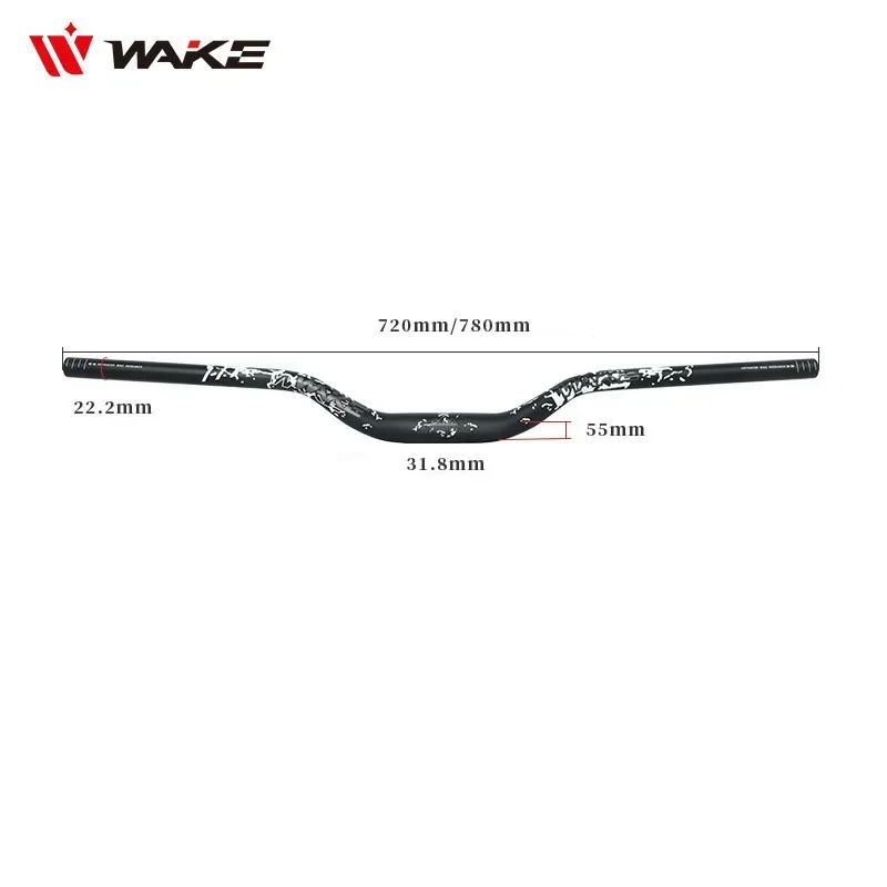 WAKE Mountain Bike U-shaped 55H High-curved Handlebar 31.8 * 720/780mm Big Swallow Aluminum Alloy Bicycle Accessories bicycle handlebar