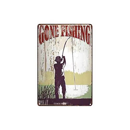 

metal tin sign gone fishing poster Bar Cafe Garage Wall Decor Retro Vintage 7.87 X 11.8 inch