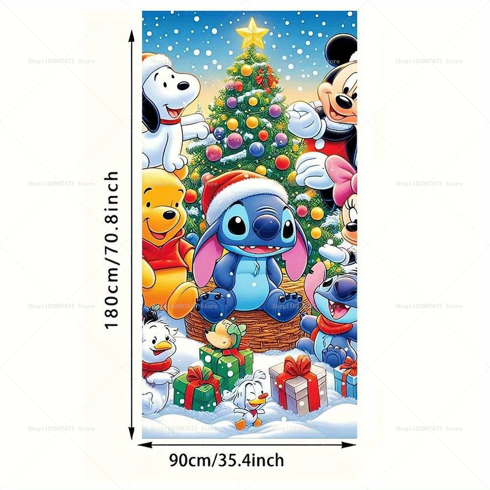 Disney lilo \u0026 stitch mickey mouse porta capa decoração sinal de natal  banner interior ao ar livre varanda pano de fundo festa decoração  suprimentos - AliExpress, image size:960x960