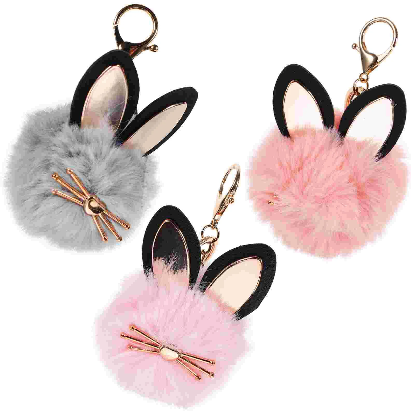 

3 Pcs Fur Ball Keychain Little Gifts Backpack Pendant Girl Utility Creative Keyring Decoration
