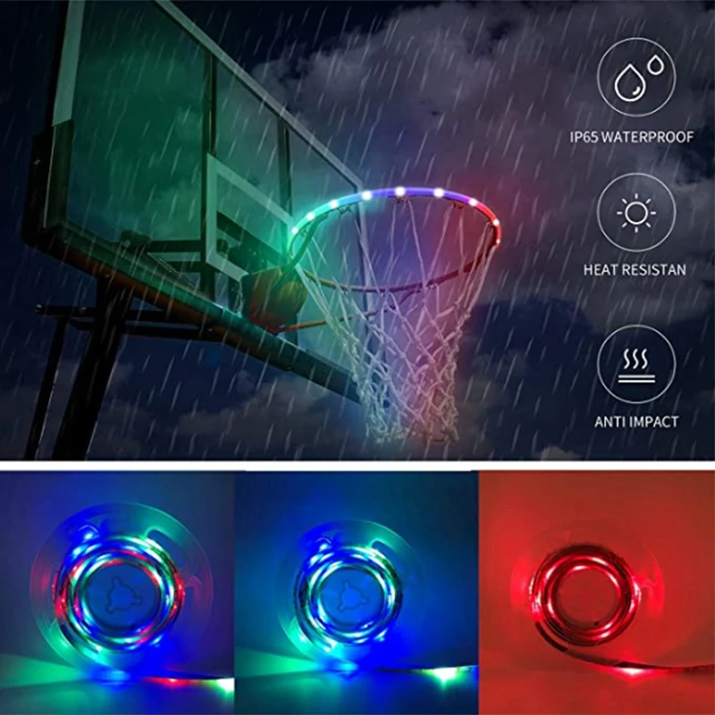 Led Basketbal Hoepel Lichten Spelen 'S Nachts Rgb Led Strip Lamp Basketbal Velg Bevestiging Nachtlampje