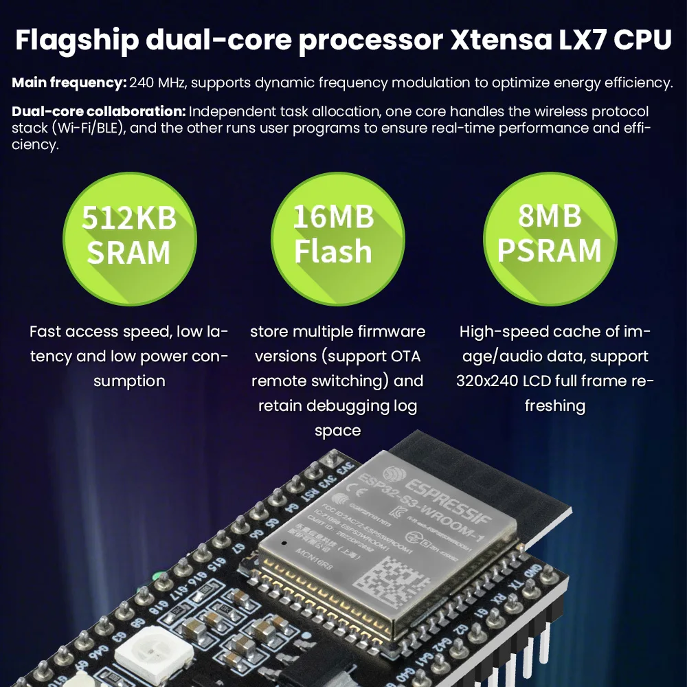 รูปสินค้า บอร์ดพัฒนา ESP32-S3 44 Pin Wi-Fi Bluetooth สำหรับ Arduino