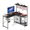 Adult Collection L Shape Power Outlets and LED Black Gaming Desk, Black 5