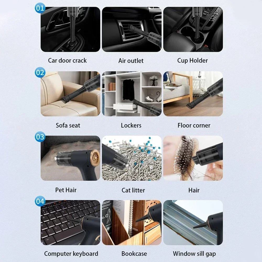 CENRR 98000PA Car Vacuum Cleaner Mini Cordless Powerful Wireless Car Cleaner HandHeld Portable Vacuum Cleaner Cleaning Machine 5