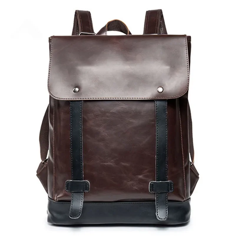 Vintage PU Leather Backpacks Bags For Men Pack Big Capacity Exquisite Crafts Rivet High Travel Child Hit Color School Bag Storag