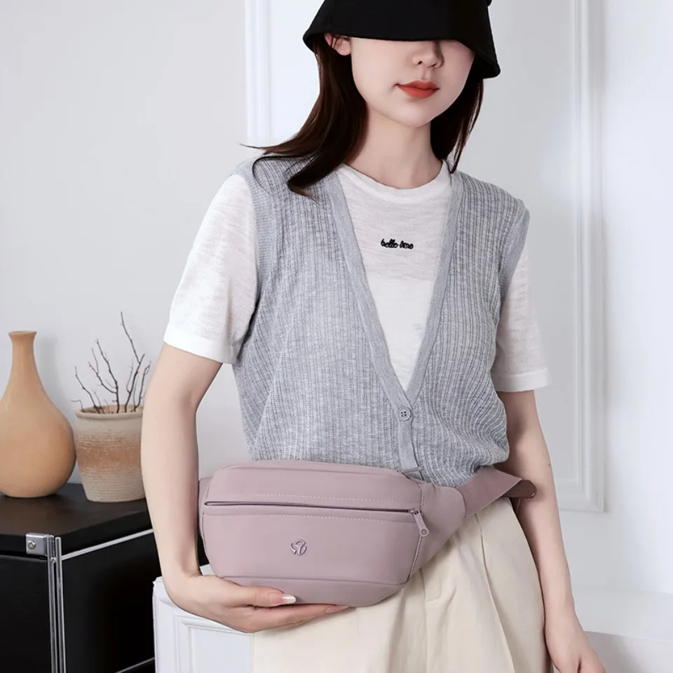 Stylish waterproof nylon waist bag for women, perfect for travel and daily use, with free shipping to Singapore