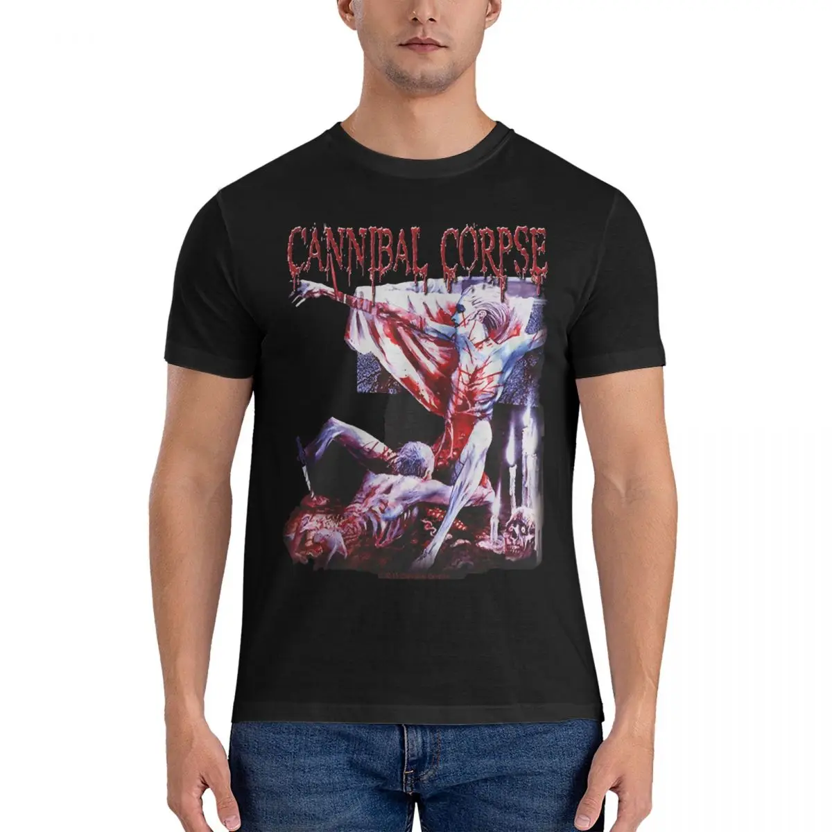 

Unique Rock Black Heavy Metal T-Shirt Men Crew Neck Pure Cotton T Shirt Cannibal Corpse Short Sleeve Tees 4XL 5XL 6XL Clothing