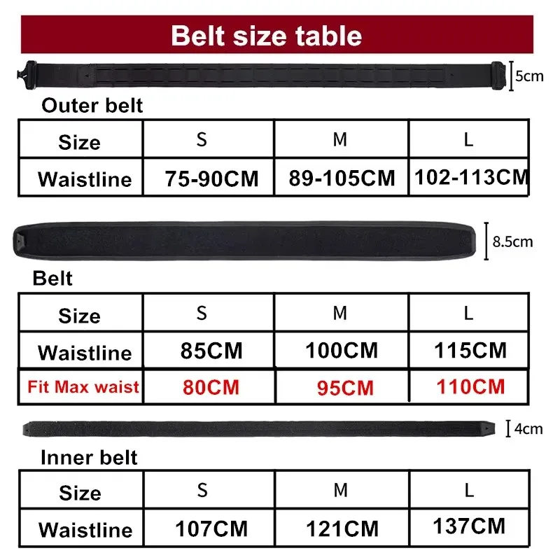 Tactical Belt 3 IN 1 Laser Cut Quick Release Buckle MOLLE Combat Shooting with Inner & Back Support Pad tactical belt