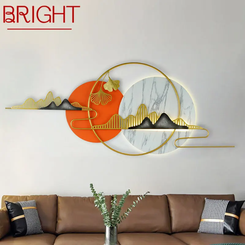 

BRIGHT Chinese Wall Picture Lamp LED Modern Luxury Creative Round Landscape Sconce Indoor for Living Room Bedroom