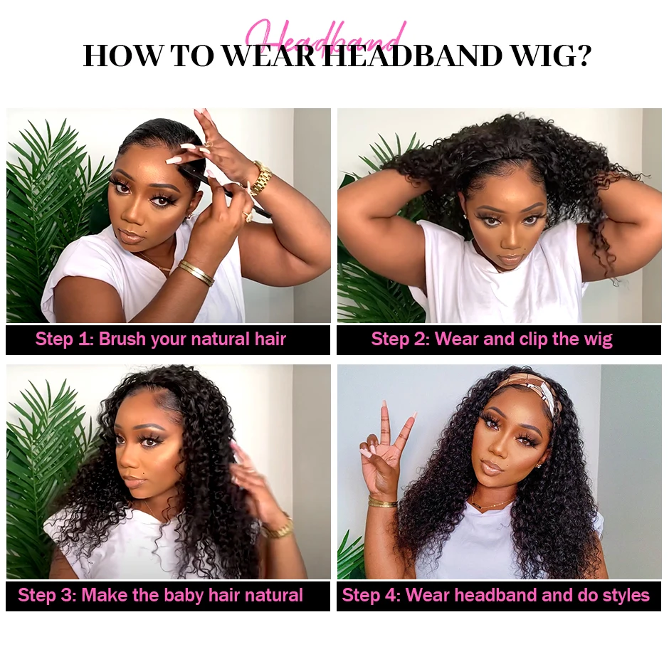 Straight Women's Headband Wig Malaysian Human Hair Wig Straight No Lace Scarf  Wigs Glueless Natural ISEE HAIR Wig For Female images - 6