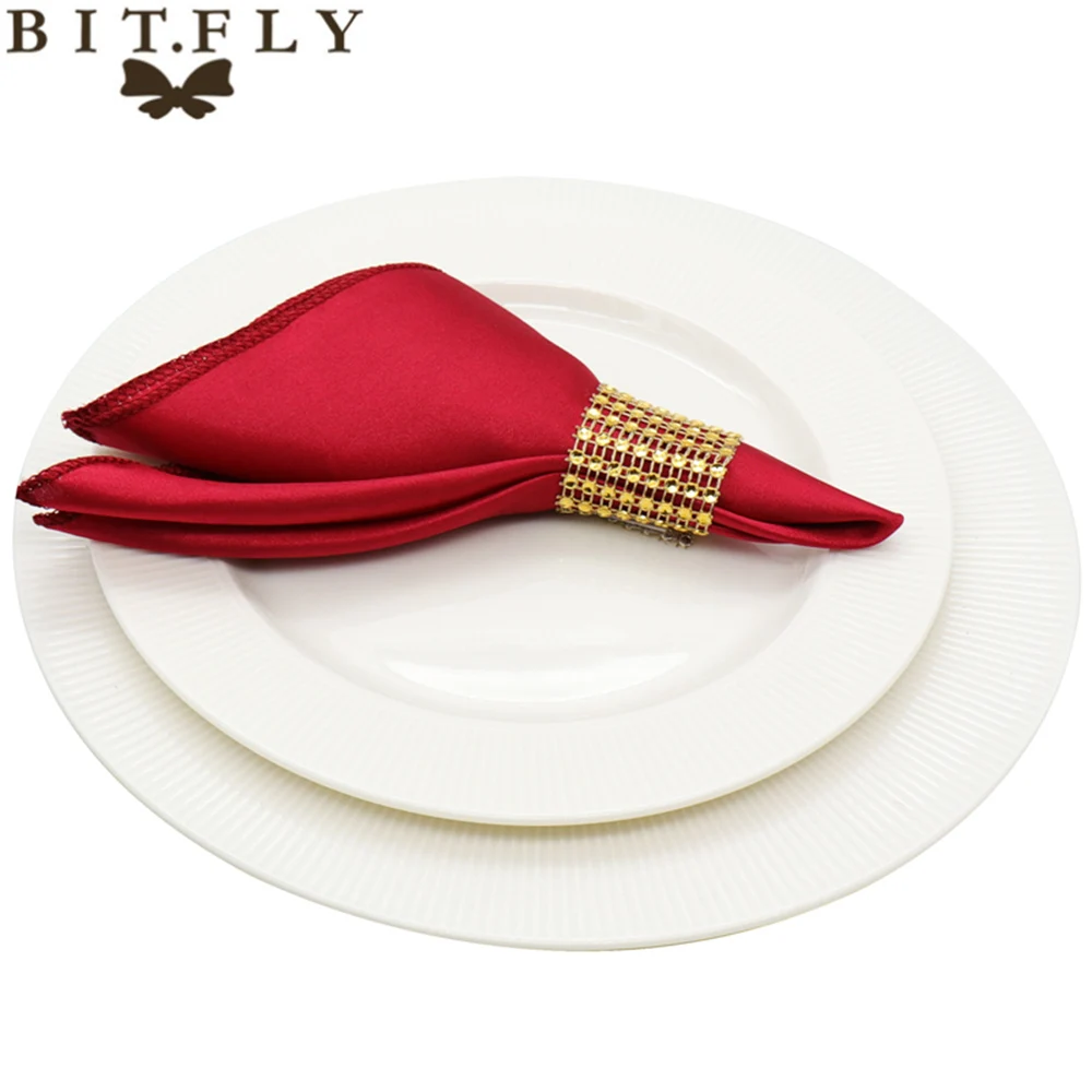 Satin Table Napkins dusty gold burgundy etc