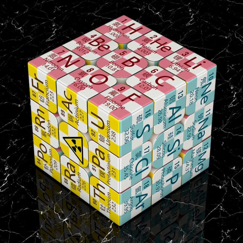 3x3x3 Magic Cube Puzzle Chemical Periodic Table Physics Kids Educational Toy