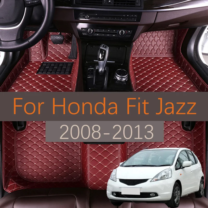 

Custom Leather Car Floor Mats For Honda Fit Jazz 2008 2009 2010 2011 2012 2013 Customized Automobile Carpet Rugs Foot Pads