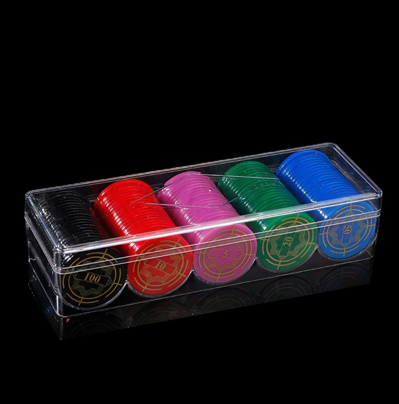 Poker Chips 1PC Acrylic Poker Chips Tray 100 Chips Case Box Holder