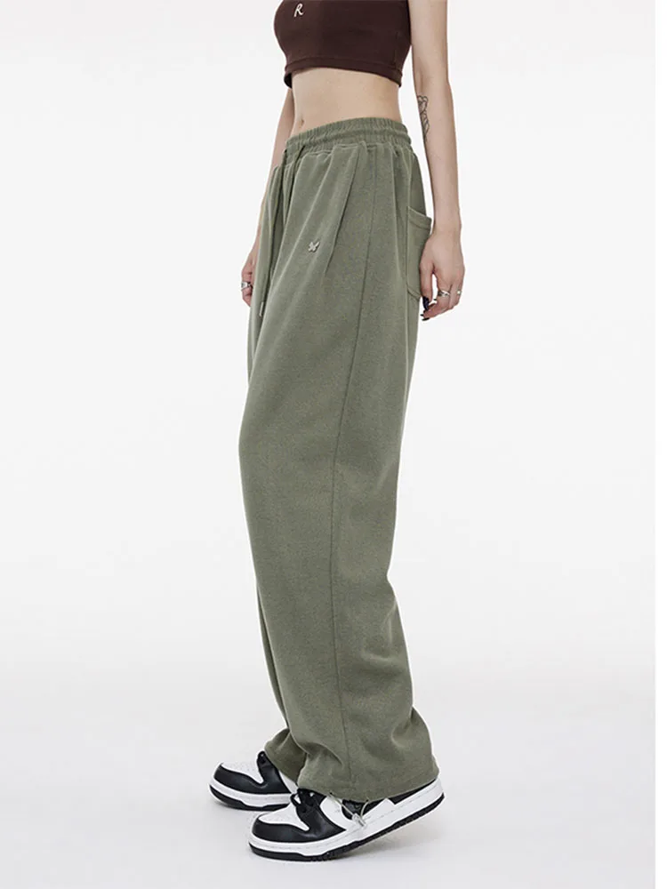 

Y2K Harajuku Green Joggers Sweatpants Women Simple All-match Streetwear Wide Leg Sports Pants Hip Hop High Waist Baggy Trousers