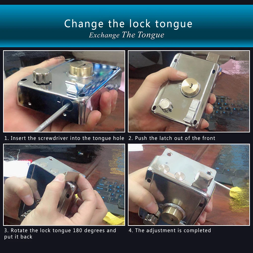 Exterior Iron Door Locks Security Anti-Theft Lock Multiple Insurance Lock Wood Gate Hardware Household Indoor Dormitory Door Lock